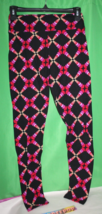 Lularoe Hearts Pattern Black Pants Women&#39;s One Size - £19.56 GBP