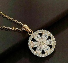 2.10Ct Pear Cut VVS1 Diamond Floral Halo Pendant 14K Rose Gold Finish 18&#39;&#39; Chain - £121.07 GBP