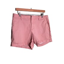 TOMMY HILFIGER Womens Size 12 Pink White Gingham Print Chino Shorts Casual Golf - £13.48 GBP