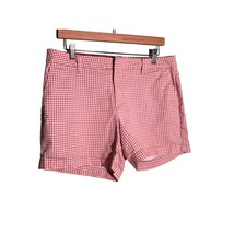 TOMMY HILFIGER Womens Size 12 Pink White Gingham Print Chino Shorts Casu... - £13.42 GBP