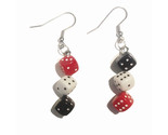 Mini DICE Funky EARRINGS-Casino Craps Game Lucky Charms Jewelry-RED BLAC... - $6.83
