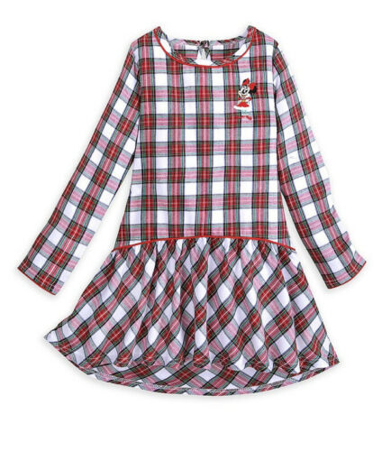 Primary image for Disney Store L/S Holiday Plaid Nightshirt Gown Pajama for Girls Sz 4 NEW