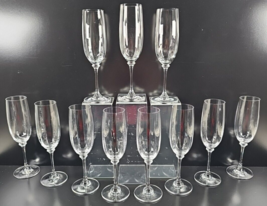 11 Mikasa Stephanie Fluted Champagne Set Elegant Crystal Clear Optic Glasses Lot - $145.40