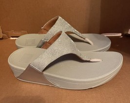 Fit Flop Silver Glitter Sandals Women’s Size 6 Grey Flip Flops ET9-011 - £35.96 GBP