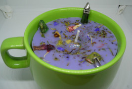  Lilac Lavender 8oz Green World Market Mug Crystal Pendant Treasure Candle - £15.94 GBP