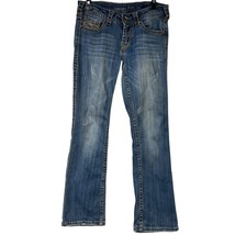 Cowgirl Tuff Co Jeans Don&#39;t Fence Me in Natural Denim Distressed Low Rise W27 - £18.56 GBP