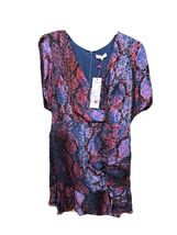 Parker Krislyn Silk Dress 4 Serpintina Ruched Ruffle VNeck Short Sleeve ... - $92.80
