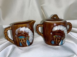 Made in Japan Oklahoma Ceramic Chief Longhorn Buffalo Mini Cream Sugar B... - £27.89 GBP