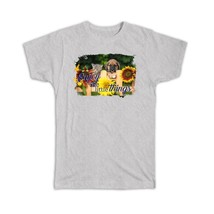 Dog Cat and Sunflowers Southern : Gift T-Shirt Enjoy The Little Things Pet Cute - £14.45 GBP