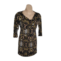 Antonio Melani Stretchy Cute Dress ~ Sz L ~ Brown ~ 3/4 Sleeve ~ Cowl Neck - £17.76 GBP