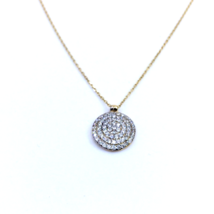 Women&#39;s Necklace Cable Chain Circle Pendant 14k Yellow Cubic Zirconia - £168.90 GBP