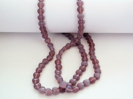 50 6 x 6 mm Czech Glass Heart Beads: Milky Amethyst - £2.24 GBP