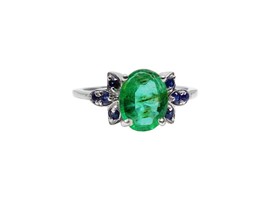 925 Silber Sambianischer Smaragd Braut Verlobungsring Natürlicher Saphir... - £58.86 GBP+