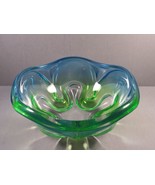 Mikasa Royal Symphony Glass Bowl Blue &amp; Green Blend Vintage 6.5&quot; x 2.5&quot;. - £32.21 GBP