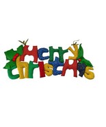 Vintage Merry Christmas Garland Wall Hanging Hand Made Stuffed Fabric - £18.68 GBP