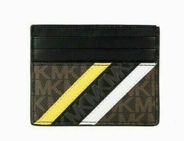 New Michael Kors Cooper Tall card case PVC with Leather Brown / Lemon multi - £17.11 GBP