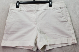 LOFT Shorts Womens Size 12 White Cotton Slash Pockets Light Wash Slit Flat Front - £18.40 GBP
