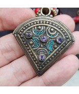 Venetian Whiteheart chevron beads With Amethyst Turquoise pendant Necklace - $1,379.77 MXN
