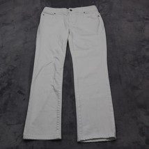 Chicos Pants Womens 0 White Straight Mid Rise Button Stretch Pocket Denim Jeans - £23.65 GBP