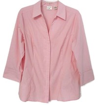 Riders By Lee Size XL Womens Blouse 3/4 Sleeve Hidden Button Front V-Neck Pink - £10.22 GBP