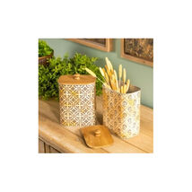 Geometric Canister with Natural Wood Lid (Set of 2) - $996.26 MXN