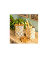 Geometric Canister with Natural Wood Lid (Set of 2) - $992.16 MXN
