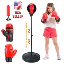 Kids Punching Ball Bag Junior Speed Boxing Sports Set Adjustable Height ... - £44.84 GBP