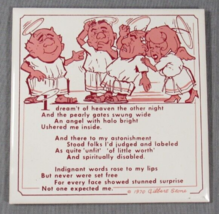 1970 Gilbert Stone humor Dream of Heaven Poem wall hanging tile Angels 6”x6” - £11.08 GBP