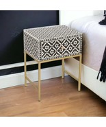 Handmade bone inlay morocco pattern one drawer bedside / nightstand / si... - $10,258.60 MXN