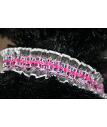 Pink and white ruffled, beaded elastic collar good for dogs or cats - £7.07 GBP