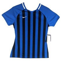 Womens Blue Vertical Striped Soccer Referee Shirt Medium Nike Practice Top Ref - £13.97 GBP