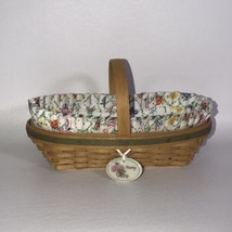 Longaberger 2005 Peony Miniature Basket with Fabric Liner &amp; Tie On, Retired - £31.37 GBP