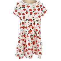 Hanna Andersson Girls Size 5 Dress White Red Pink Apples Short Sleeve - £14.79 GBP