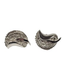 Vintage Trifari Silver Tone Clip On Earrings Modernist Calla Lily / Wings - £8.30 GBP