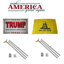 AES 3x5 Donald Trump White #2 &amp; Gadsden (Yellow Snake) Polyester Flags &amp; 2 Alumi - £43.49 GBP