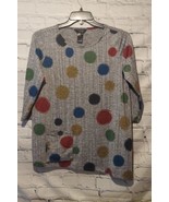 Ali Miles Womens Medium Artsy Big Polka Dots Tunic Top Gray Multicolor P... - $29.69