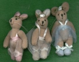 Three Plush Ballerina Bunny Rabbits - $13.00