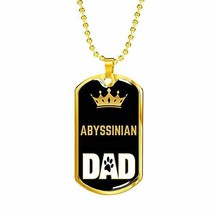 Cat Dad Gift Abyssinian Cat Dad Necklace Stainless Steel or 18k Gold Dog Tag 24&quot; - £35.97 GBP