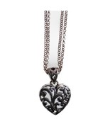 Sterling Silver Heart Pendant Necklace Openwork Filigree 1&quot; 925 3D - $313.10 MXN