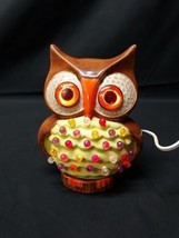 Mid Century Modern Ceramic Orange Eyed Light Up Owl Electric Lamp 6&quot; Nightlight - £29.41 GBP