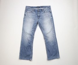 Buckle BKE Mens 36x30 Distressed Thick Stitch Jake Bootcut Denim Jeans Blue - £31.51 GBP
