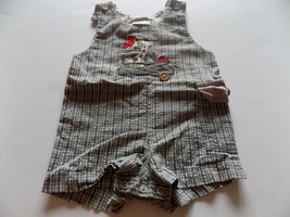 Size 18 Months Baby Togs Army Green White Gingham Safari Romper Shortall... - $8.00