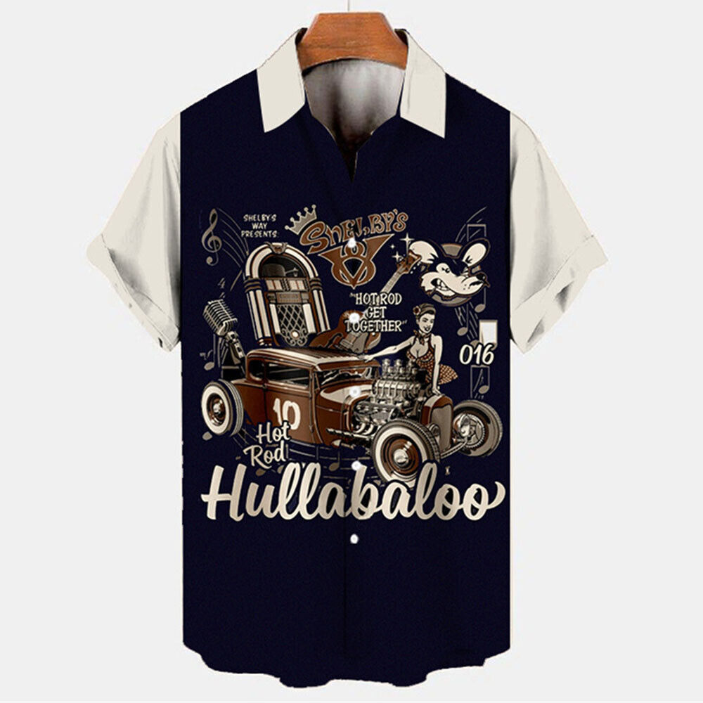 Rockabilly shirt for men Hot Rod V8 - $29.00
