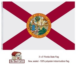Florida State Flag 3&#39; x 5&#39; Flag 100% Polyester Florida Flag - new in pac... - $9.95