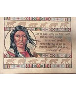 Vintage Art Native American Indian Chief Needlework cross-stitch fabric art - £35.05 GBP