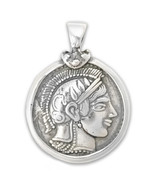  Goddess Athena &amp; Owl Tetradrachm - Sterling Silver Coin Pendant -L  - £47.96 GBP