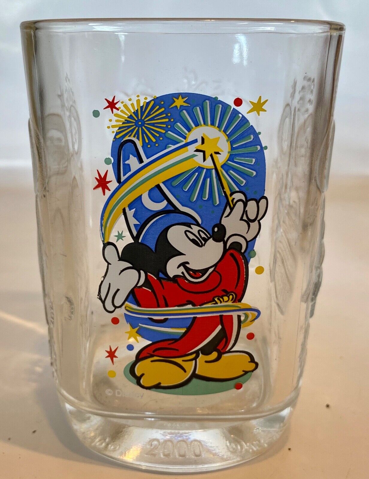 McDonald's Disney Millenium EPCOT Glass Vintage 2000 ~ Mickey Wizard Graphics - £7.78 GBP