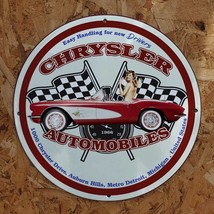 Vintage 1966 Chrysler Automobile Manufacturers Porcelain Gas & Oil Pump Sign - £98.36 GBP