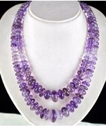 NATURAL AMETHYST BEADS 2 LINE 1147 CARATS GEMSTONE NECKLACE WITH SILK CORD - $19,952.45 MXN