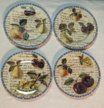 I. Godinger 1855 EMAIL DE LIMOGES  Mixed Fruit 7-1/2&quot; Salad Plates Set of 4 Eden - £15.45 GBP